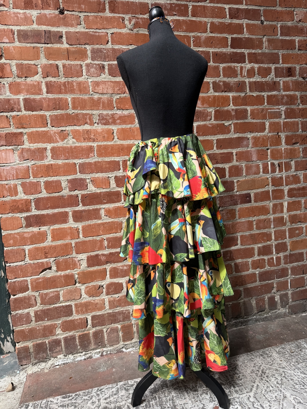 FARM Rio Green Multicolor Tiered Ruffle High-Low Skirt - Picture 8 of 14